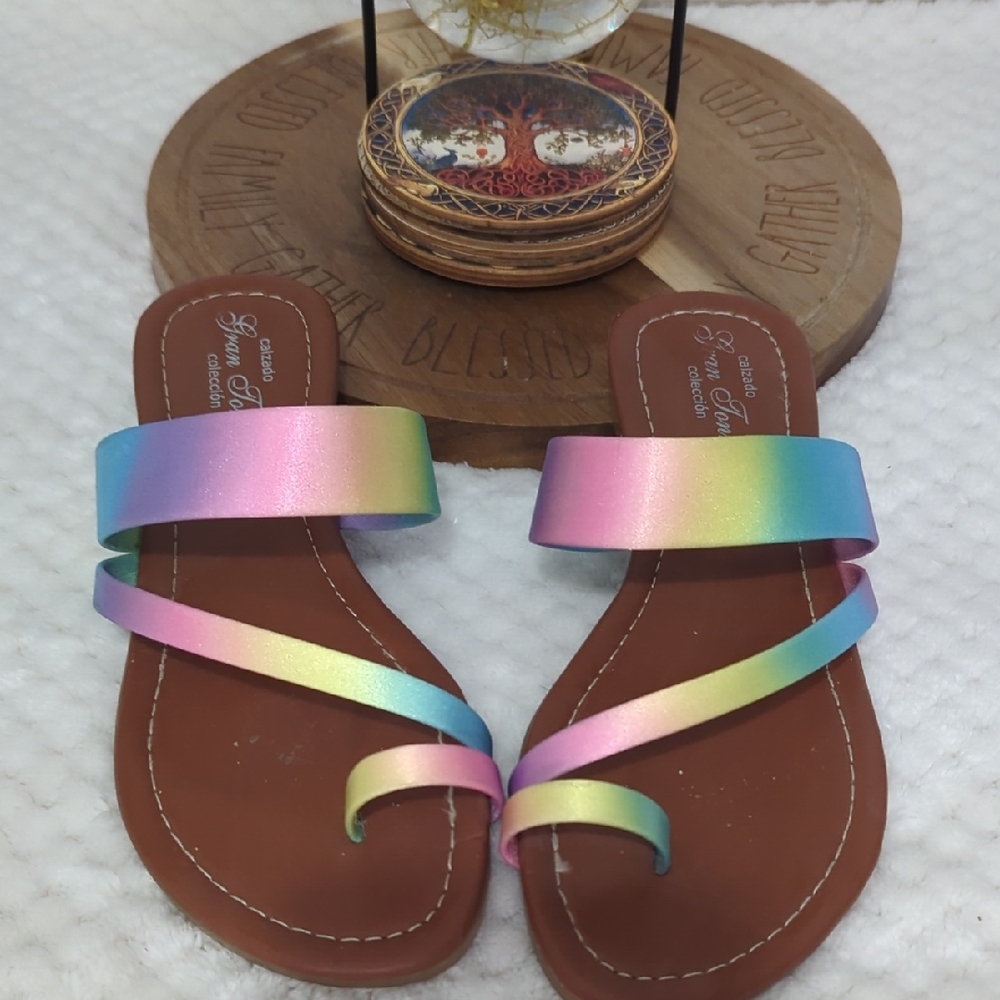 CALZADO Strappy Rainbow Sandals